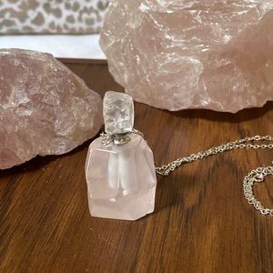 Rose Quartz Crystal Essential Oil Vial necklace